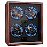 Klarstein Uhrenbeweger für Automatikuhren, Automatik-Uhrenbeweger für 4 Uhren, Automatikuhr Uhrenbeweger mit Acryl-Tür, Automatischer Uhrenbeweger, Blaue LEDs, Watch Winder mit 4 TPD Einstellungen
