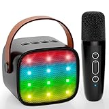 Karaoke Maschine Kinder, Karaoke Anlage mit 1 Mikrofonen, Mini Bluetooth Lautsprecher mit LED Lichteffekten für Kinder Erwachsene, Geschenke für Mädchen Junge Spielzeug für 3 4 5 6 7 8+ Jahre