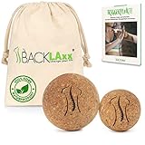 BACKLAXX ® Faszienball Set 5 und 7 cm, nachhaltiger Massageball Fuß aus Kork mit Aufbewahrungsbeutel – antibakterieller Massage Ball ideal zur Selbstmassage – GRATIS eBook Triggerpunkte – Faszien Ball
