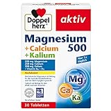 Doppelherz Magnesium 500 + Calcium + Kalium - Hochdosiertes Magnesium als Beitrag für die normale Muskelfunktion und das Elektrolytgleichgewicht - 30 Tabletten