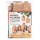 folia 9385 - Adventskalender-Set 'Hygge Dorf', DIY Bastel-Set mit Geschenk-Schachteln zum Befüllen, 24 Häuser zum Aufhängen oder Aufstellen, als Geschenk und besondere Weihnachts-Deko,wiederverwendbar