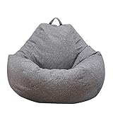 Abdeckung für Sitzsack, Abdeckung für Bohnensack ohne Füllung, weicher Sitzsack mit Reißverschluss, für Erwachsene und Kinder, geeignet für Wohnzimmer (L, Dunkelgrau)