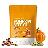 Kürbissamenölkapseln | Kaltgepresst, reines jungfräuliches Öl, essentielle Fettsäuren und Phytosterole | Nicht-GMO | 300 SoftgelsSupports Haare