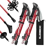 DOBESTS Walking Stöcke Aluminium, Wanderstöcke Faltbar für Herren,Nordic Walking Stöcke Damen Leichter Wanderstöcke für Trekking Walking110cm-130cm und Bergsteigen-2St(Red)