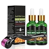 Youufangg Dermaroller Set Microneedling mit 2-Sätze Haar Wachstum Serum,Anti Haarausfall,Haarwuchsmittel, 1-Sätze 0,5mm Professionell Titan-Nadeln Hautroller für aus Neues Haarwachstum Stimuliert