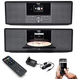 netshop 25 Internetradio Xoro HMT 600 WLAN mit CD-Player DAB+/FM Radio Bluetooth WiFi USB Anschluss MP3 Spotify Connect Web Radio App- Steuerung und Fernbedienung (schwarz)