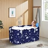 Sinbide 125x55x54cm Badewanne, Tragbare und Faltbare Geeignet für Erwachsene, Große Familien Badewanne für SPA, Movable Wanne mit 2 Ablauflöchern Mit 2.0 verdicktem Rohr