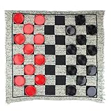 Home Jumbos Checkers 3 in 1 Checkers Set Game Rug Board Game With Reversible Game Mat For Indoor Outdoor Family Indoor And Outdoor Board Game For Family