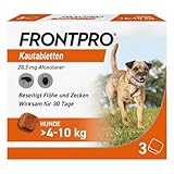 FRONTPRO Hund M - Kautablette gegen Zecken & Flöhe (Hunde 4 bis 10 kg) - 3X Kautabletten für 3 Monate Schutz