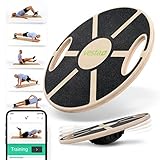 Vesta+ Balance Board Holz + Fitness App, Balanceboard aus nachhaltigem Eichenholz - Der Balance Board Testsieger für das Plus in Deinem Workout, Wackelbrett Balance Board erwachsene Therapiekreisel