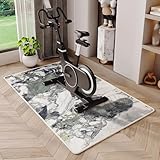 PA-DABAOO Trainingsgerätematte Mit Marmorstruktur, Faltbare Laufbandmatte Für Hartholzböden Und Teppiche, 4 Mm Dicke, rutschfeste Fahrradtrainermatte, Reduziert Lärm Und Vibrationen,M