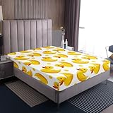 Homewish Spannbettlaken Kinder Cartoon Ente Spannbetttuch 90x200cm Jungen Mädchen Niedliche Gelb Ente Bettlaken Lustige Gummi Enten Spannbettlaken Cartoon Farm Tier Laken Mikrofaser Schlafzimmerdeko