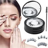 Magnet Wimpern Magnetisch ohne Eyeliner 3D Natürlicher Look Wiederverwendbar Wasserdicht Kein Kleber Erforderlich Mit Applikator Für Tägliches Make-up Oder Dating, Hochzeit, Party (3 Paare)