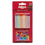 dekora Blister Originelle Geburstagskerze Set für Kerzen Deko von Assortierte Farben-Geburtstagskerze mit bunten Standfüßen, Wachs, Mehrfarbig, 18.5 x 8.9 x 1 cm