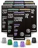 ROSSO CAFFÈ Kaffeekapseln - Kompatibel mit Nespresso Maschinen - 120 Aluminium Kaffeepads, 6 Köstliche Kaffeearomen - 100% Recycelbare Kapseln