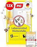 PIC Lebensmittelmotten Falle - 12 Lebensmittelmottenfallen - Mottenfalle mit Pheromon für ideale Wirkung - Mottenfalle Lebensmittel - Effektive Klebefallen zur Befallsermittlung von Lebensmittelmotten