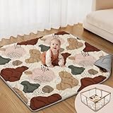 Baby Spielmatte 127x127cm Krabbelmatte, Dicke Weiche Polsterschaum Krabbeldecke für Babys und Kleinkinder, Faltbare und Maschinenwaschbare Baby Spieldecke, Boho-Design