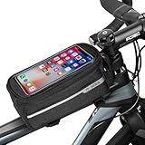 Kasanni Fahrradtasche für Rahmen und Lenker - Wasserdichte Handytasche mit TPU-Touchscreen für Handys unter 7 Zoll