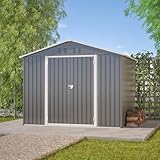 Hommdiy Geräteschuppen Metall Gerätehaus Gartenhaus Gartenschuppen Lagerschuppen Gartenschrank Graues Metall-Tool-Shed mit Klapptür, Anthrazit für Gartengeräte und Werkzeugaufbewahrung 240x192x191cm