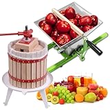 QEENTOE 6L Obstpresse + 7L Obstmühle Set Manuelle Saftpresse Beerenpresse Obstmühle mit Handkurbel von Saft Wein und Maische Weinpresse inkl. Presstuch Druckplatte für Saft & Gemüse
