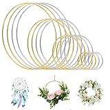 SDwfxd 16 Stück Metallringe Drahtringe, 5/10/15/20cm Ringe zum Basteln Aufhängen Traumfänger, für DIY Traumfänger Hochzeit Weihnachtskranz Dekoration und Wandbehang Handwerk Kranz