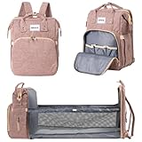 Barmøya 2-in-1 Wickelrucksack mit Wickelablage | Wasserabweisender Wickelrucksack mit isolierten Flaschenhaltern, Laptopfach und viel Stauraum | Inkl. Stabilisator-Stangen (Rosa)