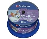Verbatim DVD+R Wide Inkjet Printable 4.7GB, 50er Pack Spindel, DVD Rohlinge bedruckbar, 16-fache Brenngeschwindigkeit & Hardcoat Scratch Guard, DVD-R printable, DVD leer, Rohlinge DVD
