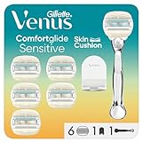 Gillette Venus Comfortglide 5 Sensitive, Rasierer Damen, Damen Rasierer + 6 Ersatzklingen