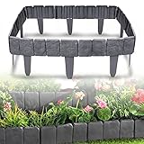 XMTECH Anthrazit Rasenkante in Steinoptik, 20 m Beetumrandung Mähkante Randsteine aus Kunststoff, Beeteinfassung Gartenzaun Beetzaun, 1 Element (L x H): 25x 23cm - 80 Stück