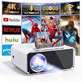 Beamer 25000 Lumen, 1080P Full HD, 5 + 2,4 G WiFi & Bluetooth, Auto Focus, Videoprojektor, Heimkino, 300 Zoll