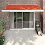 SXJEQOC Einziehbare Gelenkarmmarkise 3,5x2,5m Orange/Braun mit Aluminium-Rahmen und UV-Schutz für Balkon Terrasse Garten