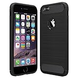 Anjoo Kompatibel für iPhone 6/6s Hülle, Carbon Fiber Texture-Inner Shock Resistant-Weich und Flexibel TPU Cover Case für iPhone 6 iPhone 6s, Schwarz - 4.7 Zoll