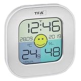 TFA Dostmann Hygrometer Fun, innen, digitales Thermometer, Luftfeuchtigkeitsmessgerät, silber, L 9 x B 2 x H 9 cm