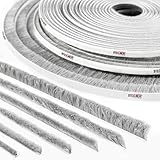 STEIGNER 5m Bürstendichtung GRAU Dichtungsbürste selbstklebend, Türbodendichtung Türdichtung, Höhe 8 mm