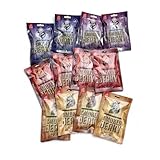 NEW BEER SNACK - Beef, Chicken & Pork Jerky Welcome Set - Trockenfleisch Protein Snack - Hochwertiges Rindfleisch, Hühnerfleisch, Schweinefleisch - Würzig, süßer & pikanter Knabberartikel - 6x2x50 g