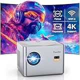 Beamer 4K 【Auto Fokus & Auto Trapezkorrektur】 26000L Native 1080P FHD WiFi Bluetooth Beamer Outdoor, Auto 6D/4P Keystone 25% Zoom Beamer 4K Heimkino, Mini Projektor für TV Stick/Laptop/Tablet/HDMI/USB