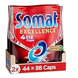 Somat Excellence 4in1 Caps (88 Caps), schnellauflösende Spülmaschinentabs, Somat Caps für exzellente Reinigung & Glanz sogar im Eco-Programm & bei niedrigen Temperaturen
