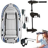 Intex Motorboot Schlauchboot mit Aussenbordmotor + Heckspiegel + Paddel, Pumpe Set für 4 Personen Komplettset