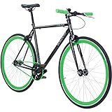 Galano 700C 28 Zoll Fixie Singlespeed Bike Blade 5 Farben zur Auswahl, Rahmengrösse:53 cm, Farbe:schwarz/grün