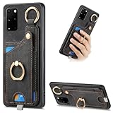 Jiajihua Hülle Kompatibel mit Samsung Galaxy A71 5G,Kompatibel mit Samsung Galaxy A71 5G (Not 4G) SM-A716 Kartenschlitz Brieftasche Ständer Anti-Fall Magnetisch 3 in 1 [PC+TPU+PU] Black