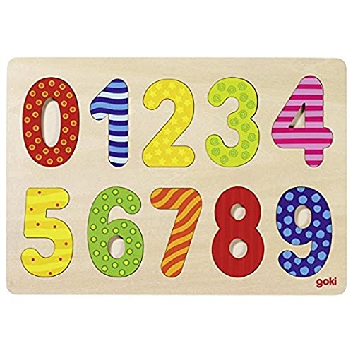 goki 57574 Einlegepuzzle Zahlen 0-9, Meerkleuren