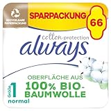 Always Ultra Binden Damen Gr. 1, Cotton Protection Normal, 66 Damenbinden mit Flügeln (3 x 22 Stück), Monatspaket, ultradünn und super absorbierend