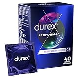 'Durex Performa Kondome – Angenehmen Geruch, komfortablen Sitz und leichtes Abrollen – Mit 5% benzocainhaltigem Gel in der Kondomspitze – Befeuchtet & transparent – 40er Pack (1 x 40 Stück) '