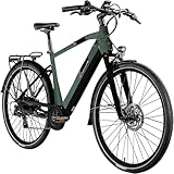 ZÜNDAPP Ebike Herren 28 Zoll Trekkingfahrrad | E Bike 24 Gänge 160-185 cm Elektro Fahrrad | E-Bike Elektrofahrrad mit hydraulischen Scheibenbremsen | Z810 (dunkelgrün metallic, 52 cm)
