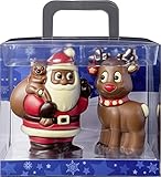 Confiserie Weibler hochwertige Schokoladenfiguren Weihnachten | Weihnachtsmann und Rentier in einer Geschenkbox | 150g Schokolade