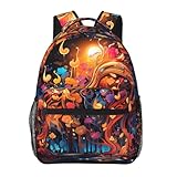 POEZJZW Laptop-Rucksack mit buntem Musiknoten-Muster für modische Rucksäcke, Krankenschwestern, stilvolle Reisen, Schule, Bücher, Taschen, lässige Tagesrucksäcke