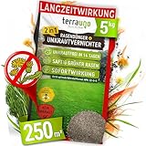 TerraUno - Rasendünger mit Unkrautvernichter I 100 Tage Langzeitwirkung I 5 kg für 250 m² I Rasendünger Sommer I Rasenunkrautvernichter und Düngung für saftiges Grün I Unkrautvernichter Rasendünger