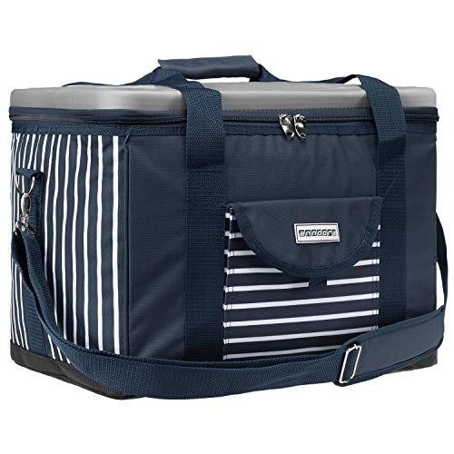 anndora Kühltasche XL blau weiß gestreift 40 L - Kühlbox Isoliertasche Picknicktasche