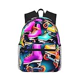 NUYFVG Farbenfroher Rollschuh-Druck, lässiger Laptop- und Reiserucksack, lässiger Tagesrucksack für alle, Unisex, doppelte Schultern, Siehe Abbildung, One size