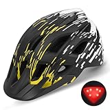 Fahrradhelm Erwachsene mit Visier und LED, Fahrradhelm Herren Damen mit 21 Belüftungsöffnungen, MTB Mountainbike Helm Radhelm Cityhelm Urban Fahrrad Helm 57–61 cm (BlackYellow)
